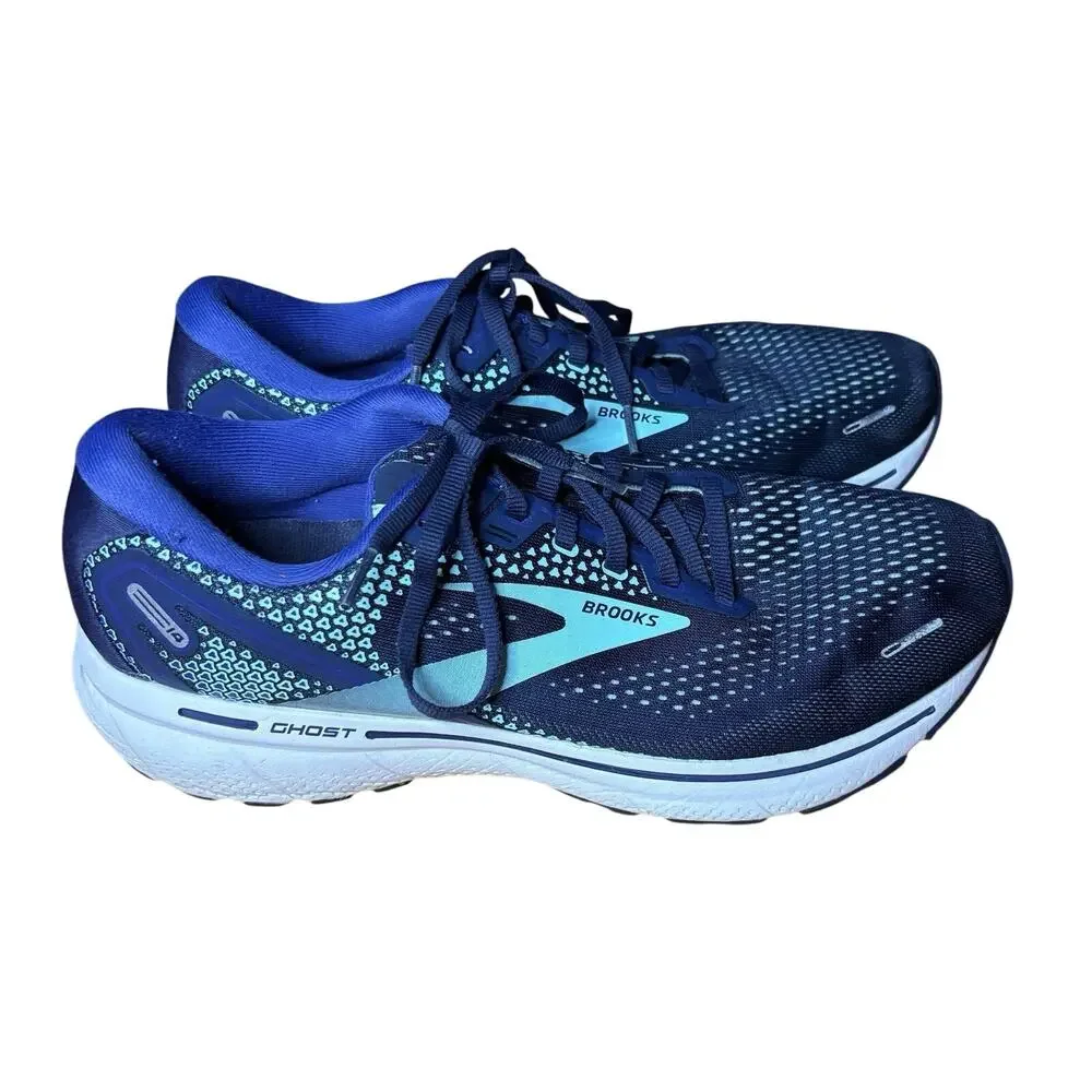 Brooks Ghost 14 Navy Blue Women's Size 12 B Medium Neutral Running Shoes
